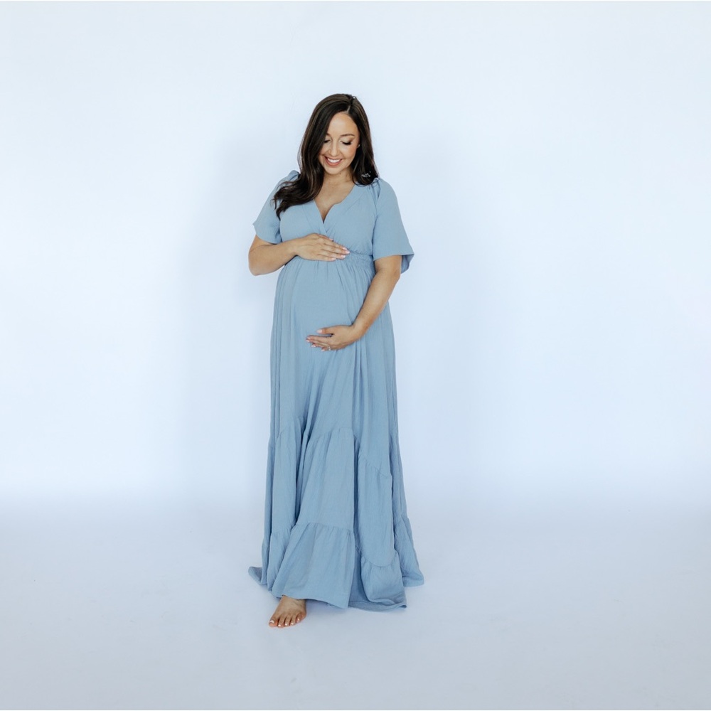 Pinkblush dusty blue maternity dress